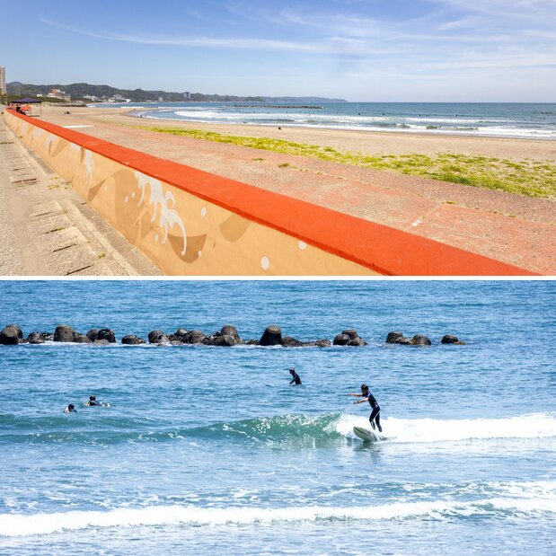 El mar en Kamogawa, que Ihachi solía contemplar. Ahora es un lugar adorado por los surfistas.