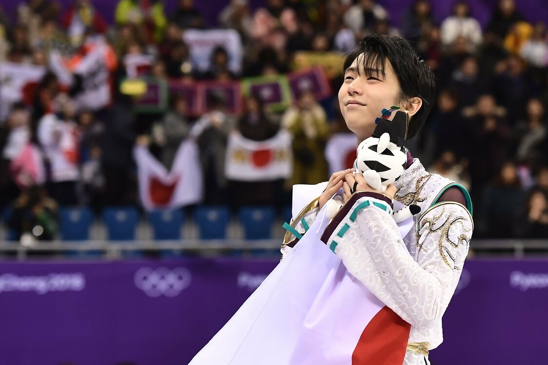 平昌五輪ではけがが完治しない中、ぶっつけ本番とも言える演技で金メダルを獲得した（2018年2月17日、韓国・江陵）AFP=時事