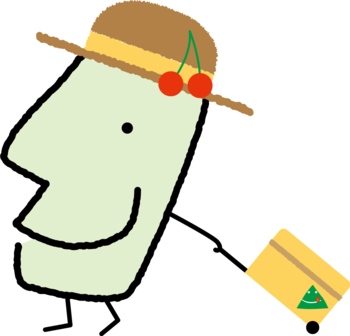 Kitekero-kun, la mascota de la prefectura de Yamagata, cuyo nombre significa “¡Ven a visitarnos!” en el dialecto local. Kitekero-kun tiene un rostro cuya forma recuerda a Yamagata y lleva un sombrero decorado con las famosas cerezas de la prefectura. (© Prefectura de Yamagata)