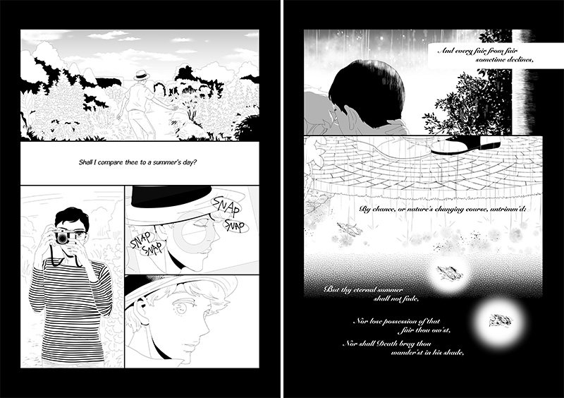 Fragmentos de la adaptación del Soneto 18 de Kutsuwada
