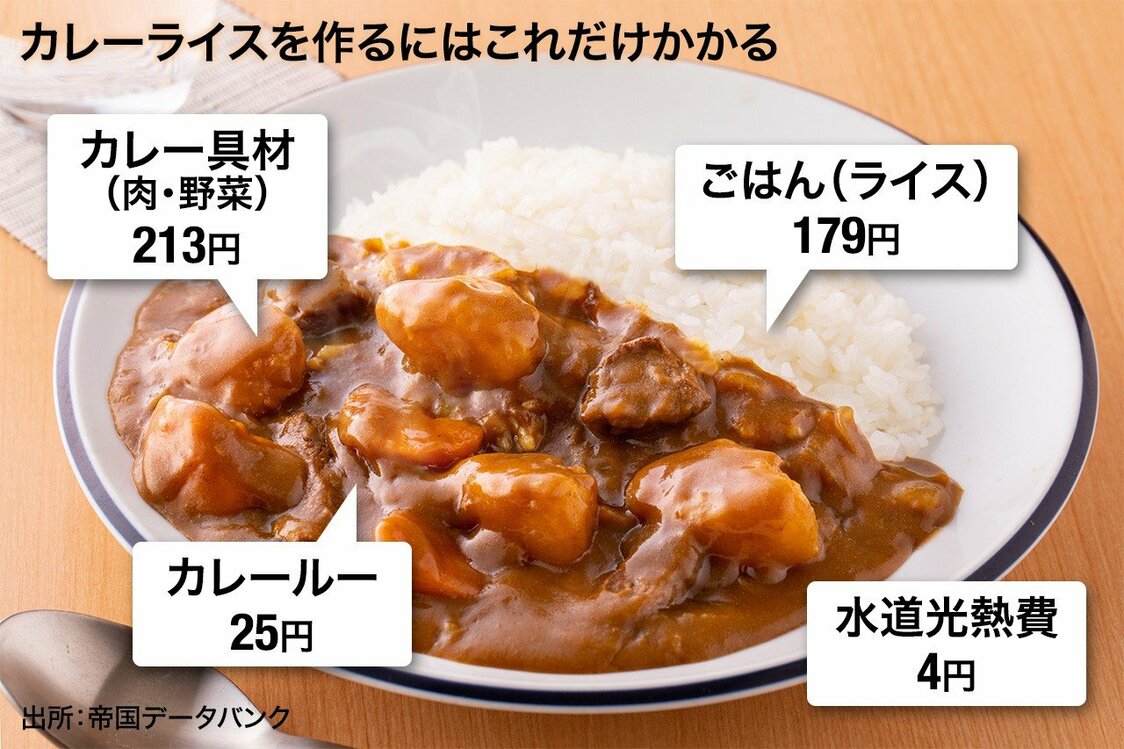 カレーライスを作るにはこれだけかかる