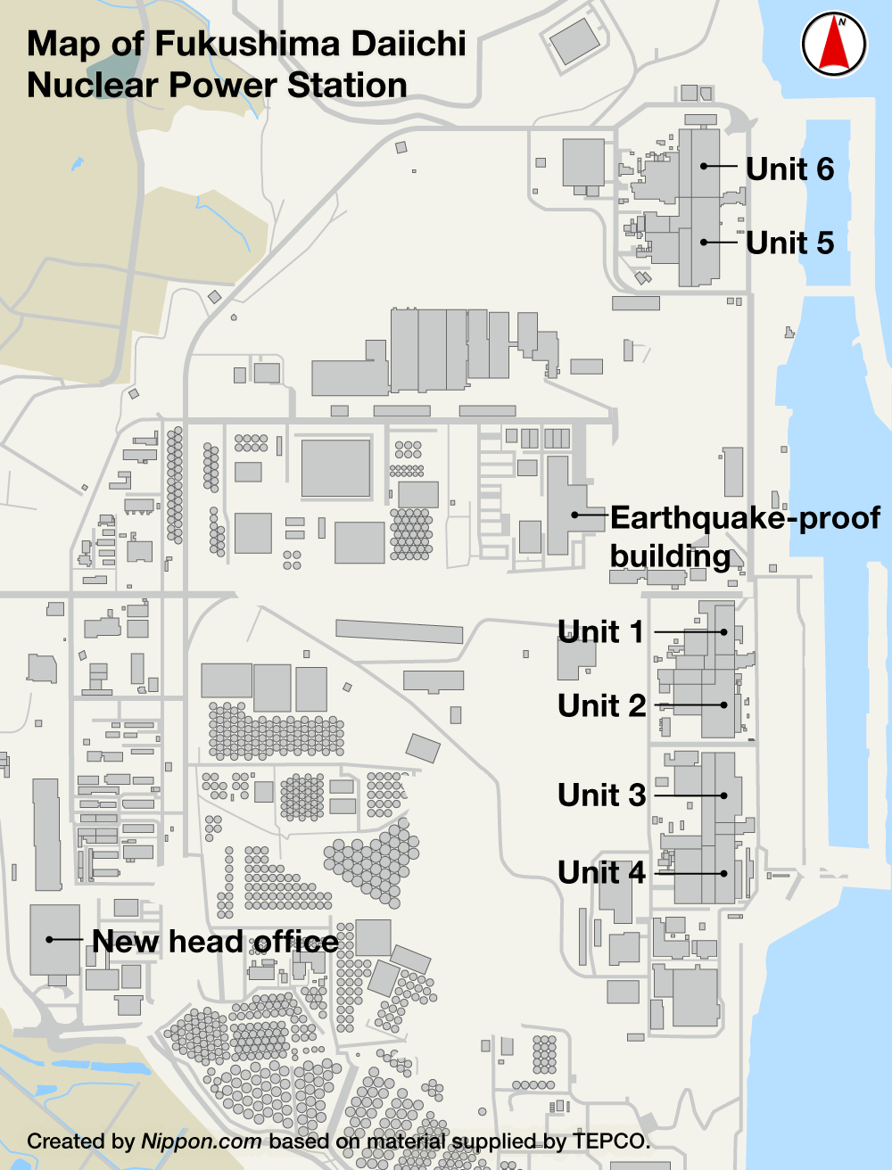 Map of Fukushima Daiichi Nuclear Power Station
