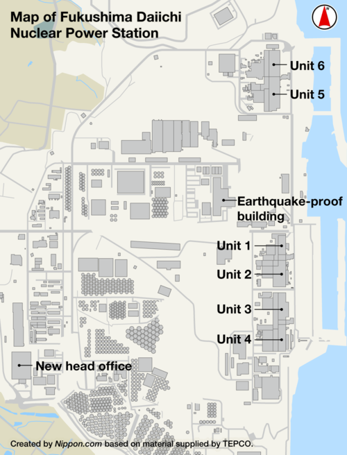 Map of Fukushima Daiichi Nuclear Power Station