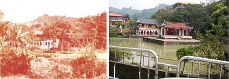 1973年3月（左）和2016年（右）的萊園（霧峰林家的庭園）（皆由筆者攝影）