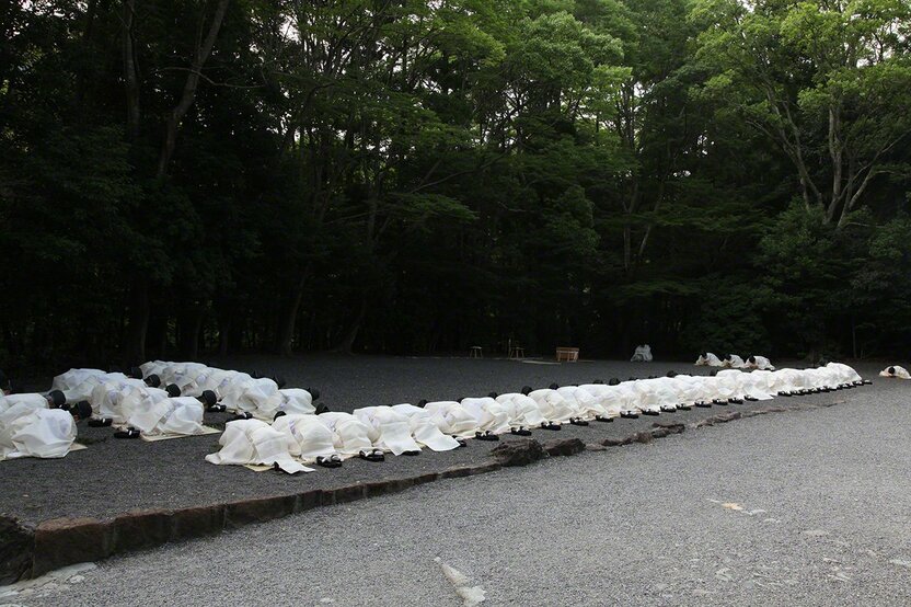 June 30 The priests of the shrine conduct a purification ceremony to wash away sin and impurity.