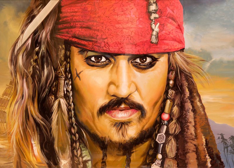 Johnny Depp en Pirates of the Caribbean (Piratas del Caribe)