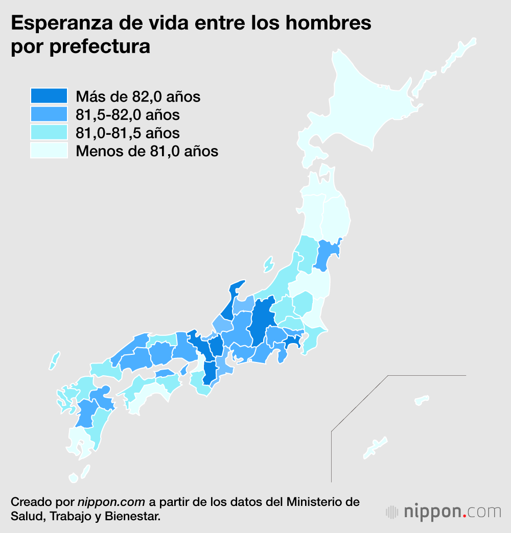 Esperanza de vida entre los hombres por prefectura