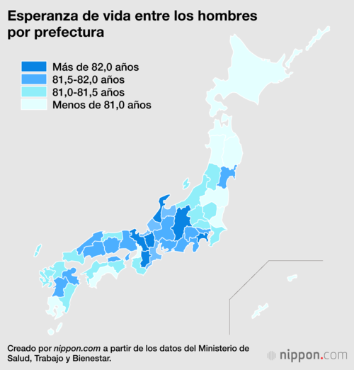 Esperanza de vida entre los hombres por prefectura