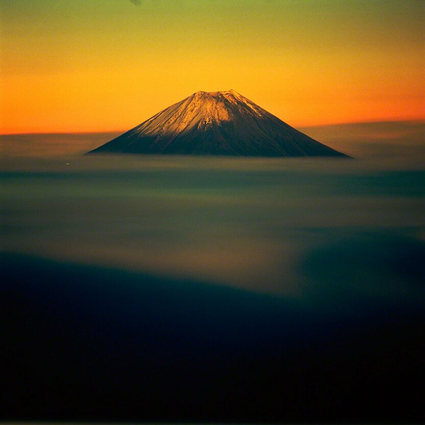 Mount Fuji in the morning glow (November)