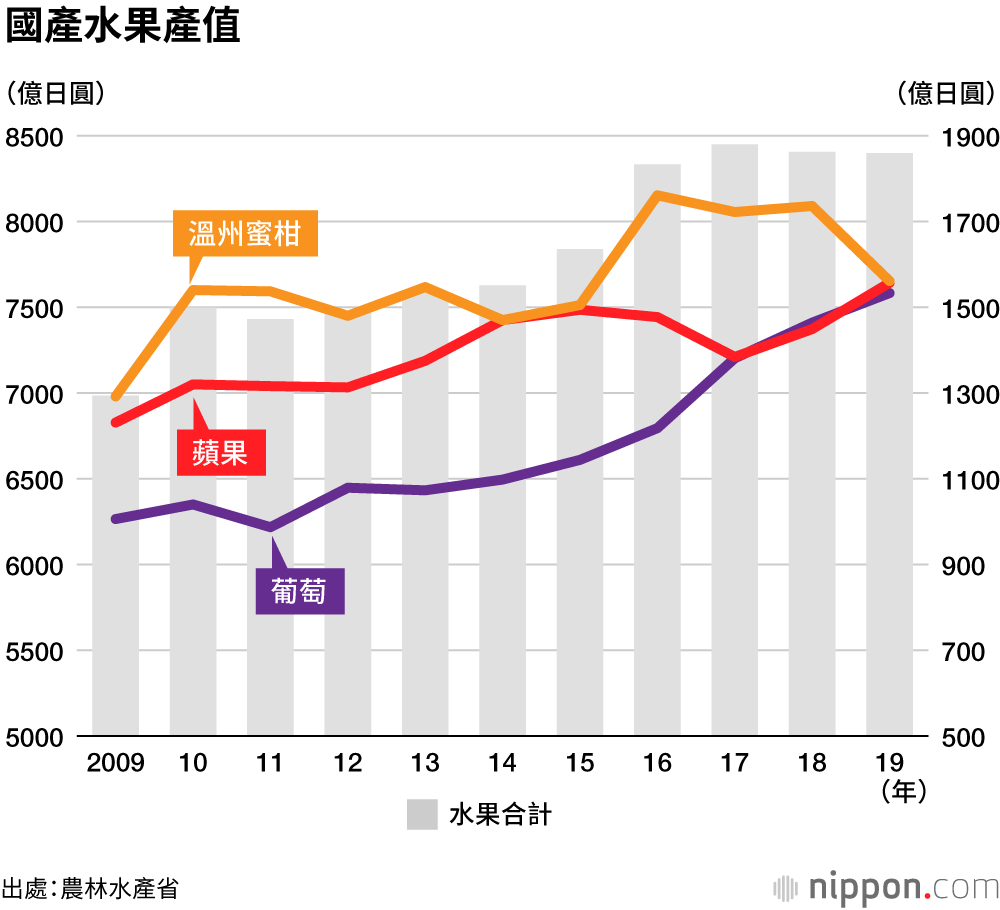 黃綠品種葡萄受歡迎度超越紅色和黑色品種——「陽光玫瑰」葡萄人氣急升