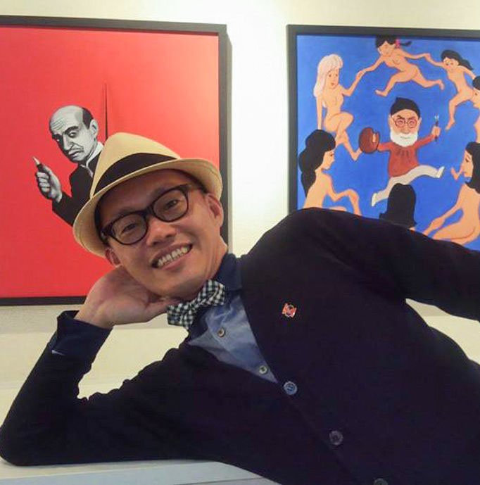 Ino Takayuki en su exposición individual "Retratos del artista" (Fotografía de Ino Takayuki).
