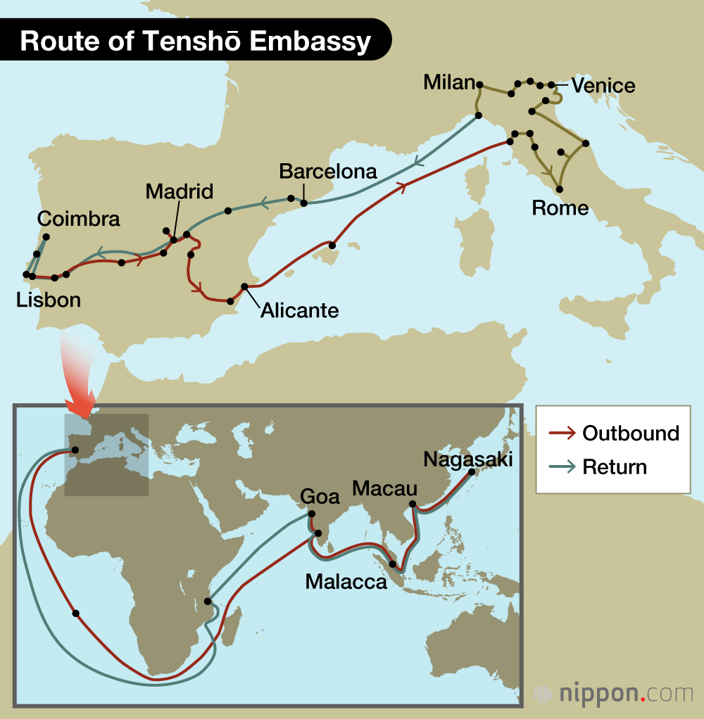 Route of Tenshō Embassy