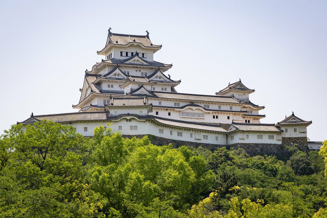 The view of Himeji Castle from Shirotopia Memorial Park.