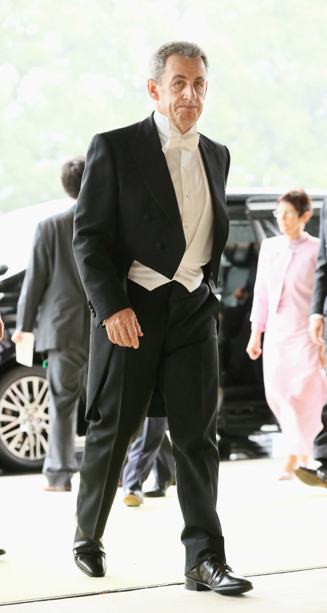 Former President Nicolas Sarkozy is France’s representative at the ceremony. (© Jiji)