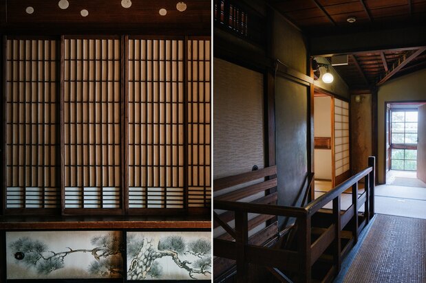左:2階の建具も美しい 右:廊下は複数設けられている