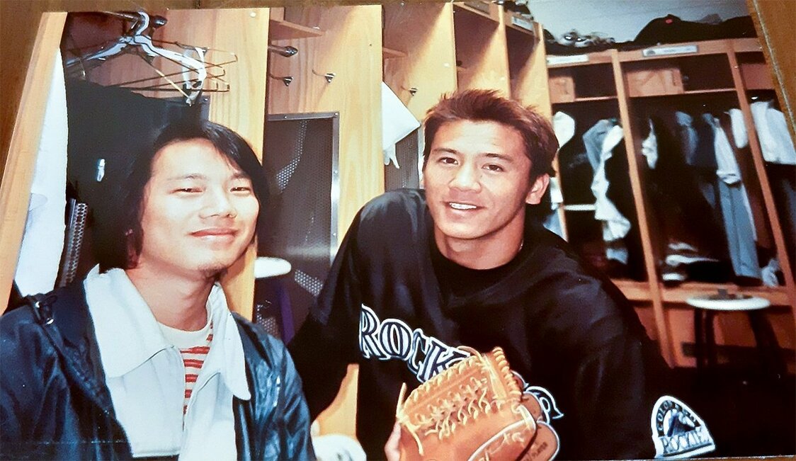 ロッキーズのアリゾナ春季キャンプでは、台湾人初のメジャーリーグ投手・曹錦輝を取材した（筆者提供）