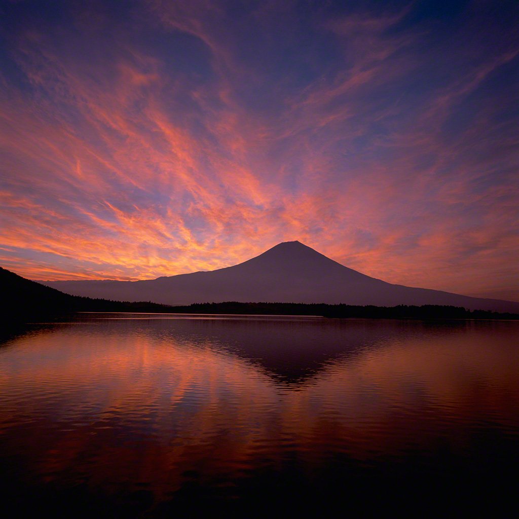 Mount Fuji reflected in Lake Tanuki (August)