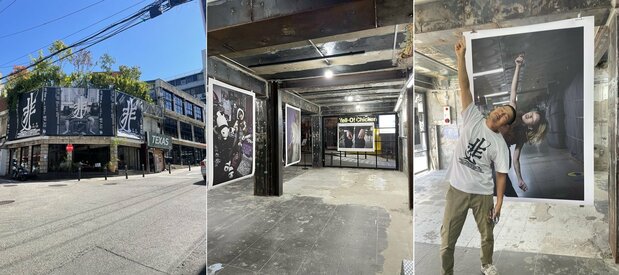『辛朝鮮』の写真が初めて展示されたソウル・梨泰院のイベント会場。右の写真の女性は作品のモデルになったことがきっかけで、アパレル会社から複数のオファーが舞い込んだ　©禅フォトギャラリー