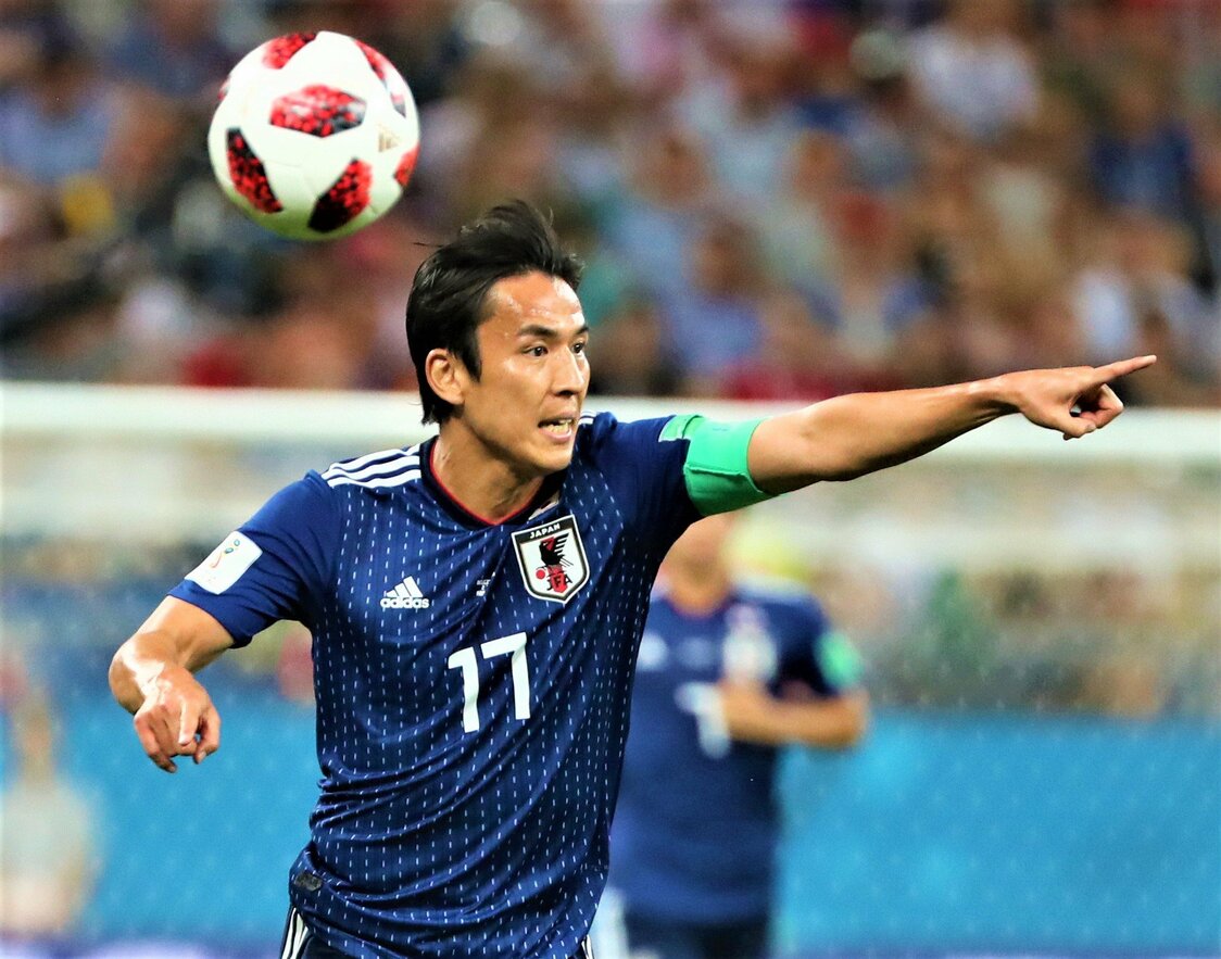 日本代表では、14年ブラジル、18年ロシアとW杯2大会連続でキャプテンを務めた（2018年7月2日、ロシア・ロストフナドヌー） 時事