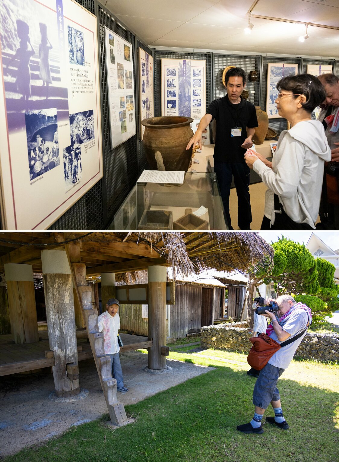 资料馆通过图片展示了当时的生产生活用具。粮仓与梯子也得以保存下来（摄影：nippon.com日本网）