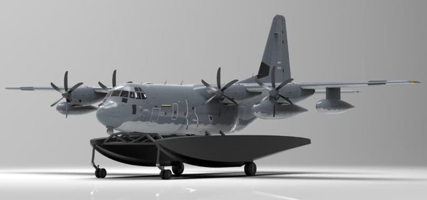 安装了可拆卸式浮板的MC-130J原型机模型(图片:AFSOC)