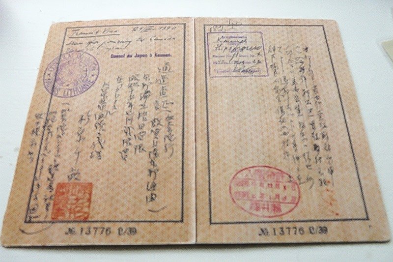 杉原千畝發放的簽證實物（攝影：平野久美子）