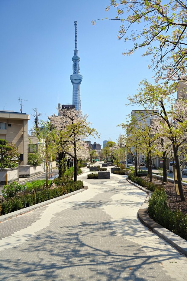山谷堀公園の今戸橋と聖天橋の間は、2020年3月末にリニューアルされたばかり