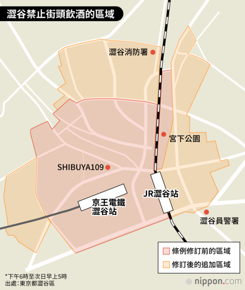 澀谷禁止街頭飲酒的區域