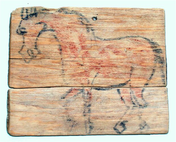 One of the oldest ema votive tablets in Japan, excavated from the Iba archaeological site. (Courtesy Hamamatsu City History Museum)