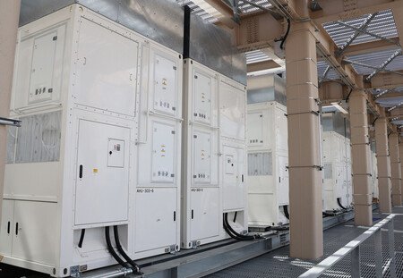 Air conditioning units for a data center in Ishikari, Hokkaido, northern Japan, photographed on June 10
