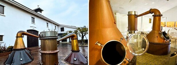 1919年にウイスキー製造免許を取得した江井ヶ嶋酒造の蒸留所(2023年1月13日、兵庫県明石市)=評者撮影