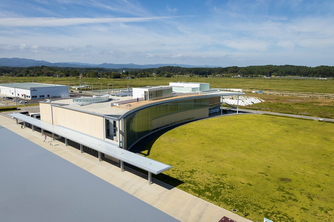 A view of the Great East Japan Earthquake and Nuclear Disaster Memorial Museum from the F-BICC rooftop. The museum also boasts an observation terrace on its roof.