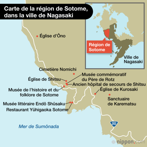 Carte de la région de Sotome, dans la ville de Nagasaki