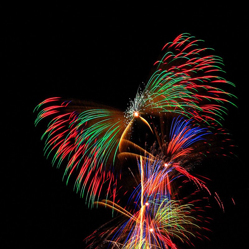 “Fuegos artificiales en forma de mariposas” ; ciudad de Nagano (prefectura de Nagano), durante la Competición de Fuegos Artificiales de Nagano Ebisu