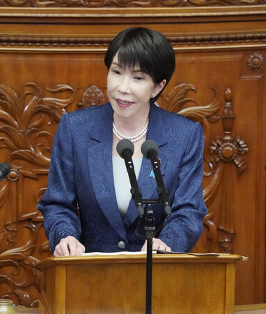 日本首相高市早苗5日下午在眾議院全體會議發表施政方針演說