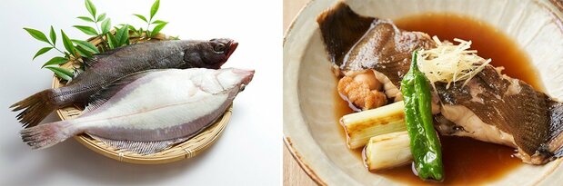 宗八鲽鱼（左）和炖煮比目鱼（图片：PIXTA）