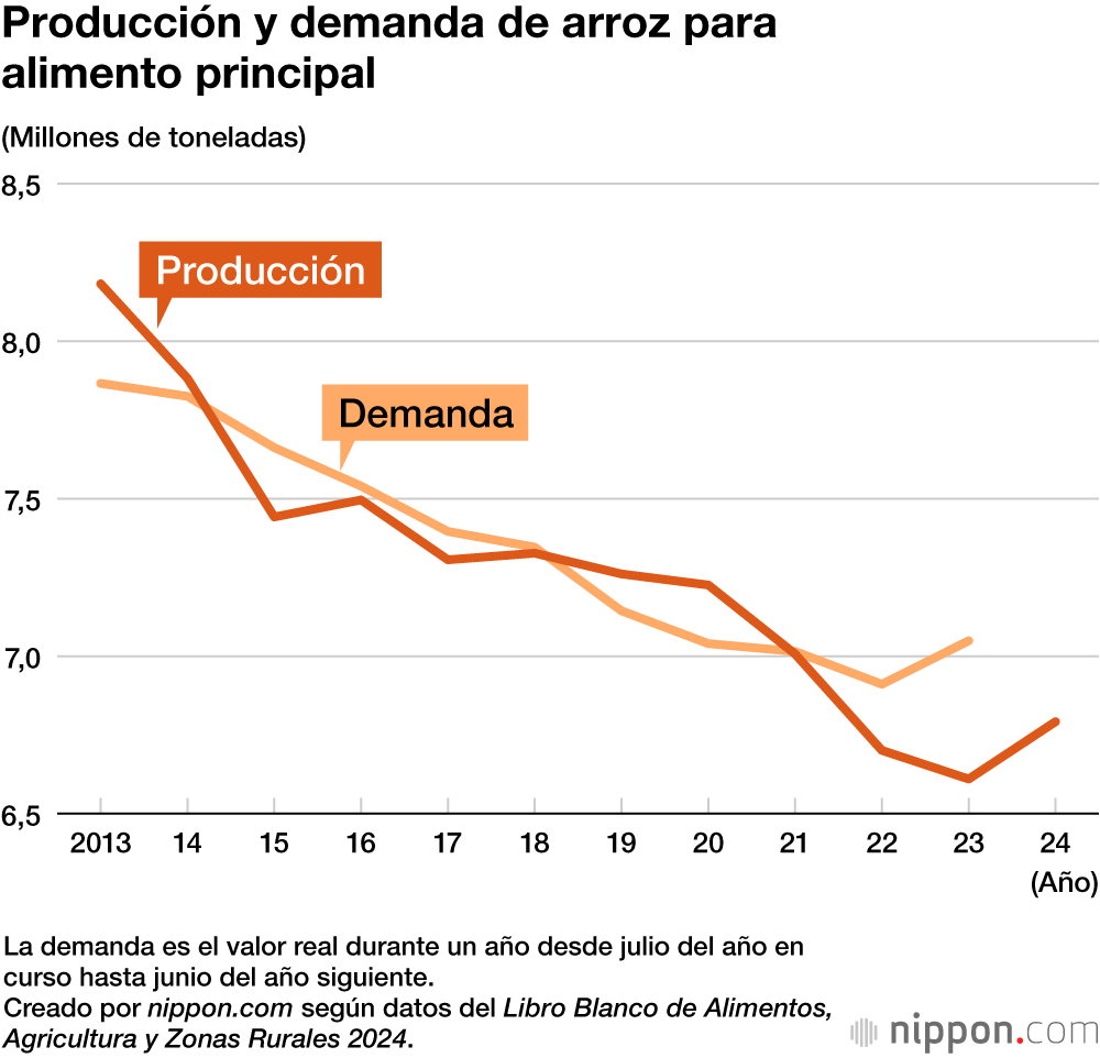 Producción y demanda de arroz para alimento principal