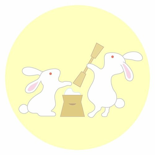 月でもちをつくウサギ