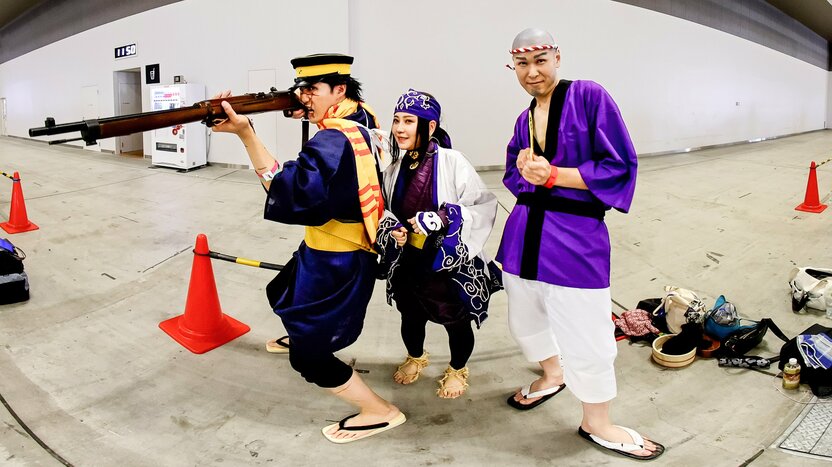 Trío de actores principales del popular manga Golden Kamuy, que ha sido adaptado al anime y al cine.