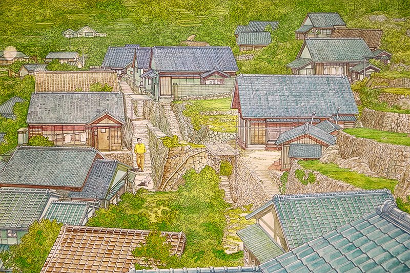 在法國為其打開知名度的《散步去》（講談社）也是90年代的作品。不用文字，而是用圖畫來讓人體會故事的表現形式既符合法語漫畫風格，也十分貼近小津安二郎的電影風格
