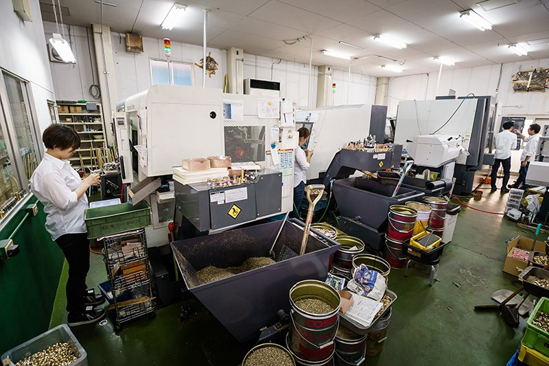 World-class machine tools are arrayed in DG Takano’s small factory.