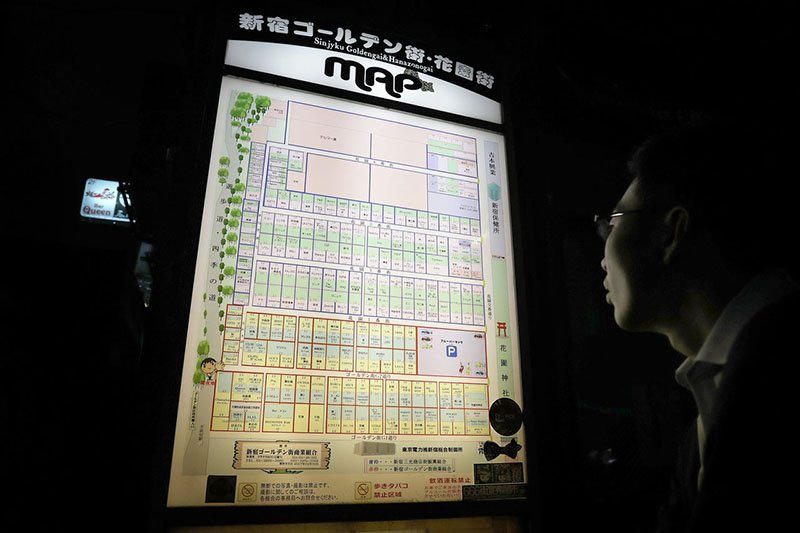 Mapa en la entrada del Golden Gai.