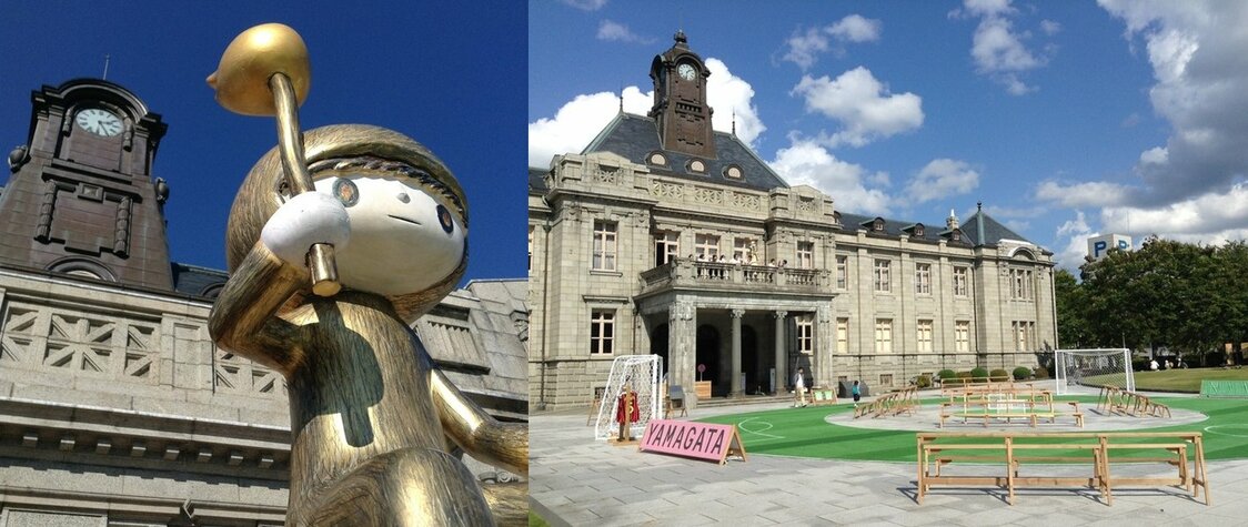 The grounds of Yamagata Bunshōkan are scattered with interactive exhibits.