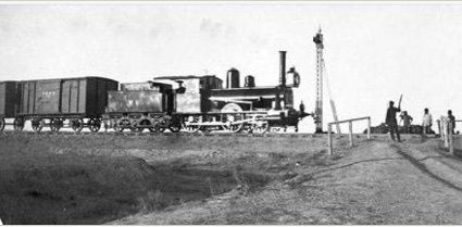 “Train on the Trans-Caspian Railroad,” taken by French photographer Gaspard-Felix Tournachon in 1890.