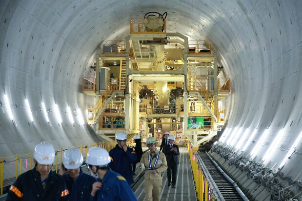 於神奈川縣內進行中的磁浮中央新幹線隧道工程，2024年1月15日（時事）