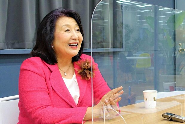インタビューに答える住田裕子さん（撮影：天野久樹）