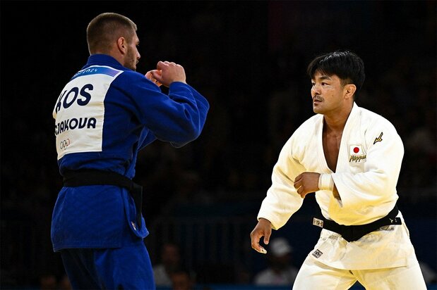 準々決勝で敗れ敗者復活戦を勝ち上がって3位決定戦に臨んだ。開始早々に技ありを決め、残りの時間を耐えて銅メダルを獲得。3位決定戦でコソボのアキル・ジャコワと対戦する橋本壮市（ロイター）