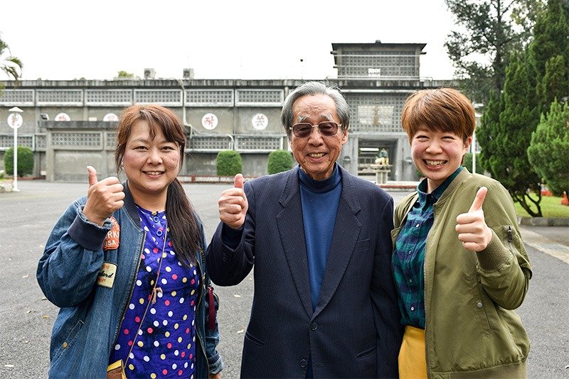 馬場櫻與蔡焜霖、渡邊慧美（左起），2018年3月9日，於新北市景美國家人權博物館（攝影：松田良孝）