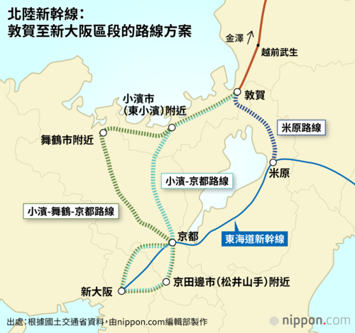 北陸新幹線:敦賀至新大阪區段的路線方案