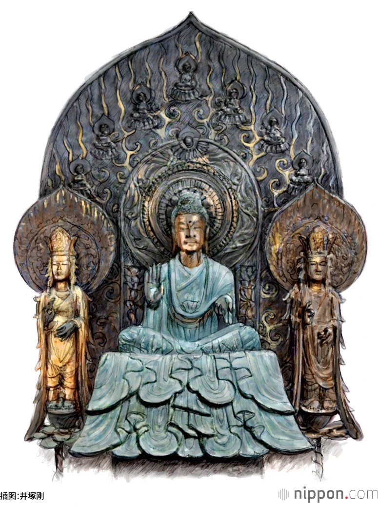 法隆寺释迦三尊像
